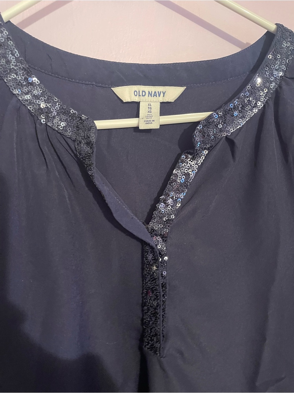 Old Navy Navy Blue Sequin-Trim Tunic Top - Picture 3 of 5
